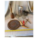 Vintage Kitchenware Tool Lot Shaker Potato Ricer Cast Iron Toaster