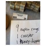 9 Metal Napkin Rings Deer Coaster Wood Honey Dipper Rustic Decor Lot