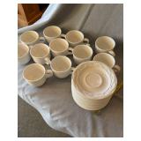Pfaltzgraff White Acadia Cups & Saucers Set 11 Cups 12 Saucers