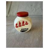 Anchor Hocking Fire-King Vitrock Pepper Shaker Red Lid Vintage