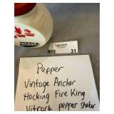 Anchor Hocking Fire-King Vitrock Pepper Shaker Red Lid Vintage