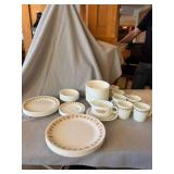 Corelle by Corning Gold Floral Dinnerware Set Plates Bowls Mugs