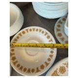 Corelle by Corning Gold Floral Dinnerware Set Plates Bowls Mugs