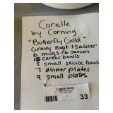 Corelle by Corning Gold Floral Dinnerware Set Plates Bowls Mugs