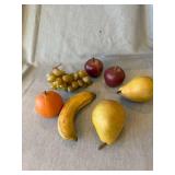 Vintage MCM Faux Fruit Decor Lot 7 Pc Apples Pears Grapes Banana