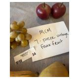Vintage MCM Faux Fruit Decor Lot 7 Pc Apples Pears Grapes Banana
