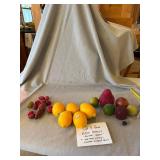 Farmer Green Faux Lemons & Vintage Beaded Frosted Fruit Decor Lot