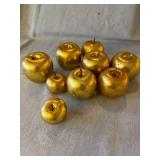 Set of 9 Gold Foil Decorative Apples Mixed Sizes Centerpiece Decor