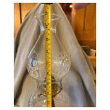 Antique Kerosene Oil Parlor Lamp Etched Chimney Glass Font 20in