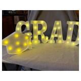 Graduation GRAD Marquee Light Sign Set White Plastic Battery Powered