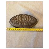 Antique Cast Iron Asbestos Sad Iron Base Pointed Oval 6.5in