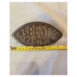 Antique Cast Iron Asbestos Sad Iron Base Pointed Oval 6.5in