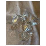 Set of 4 Clear Martini Glasses Open Oval Stem Cocktail Glasses