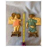 Sexton Boy Girl Wall Plaques 1966 Vintage Bathroom Decor Pair
