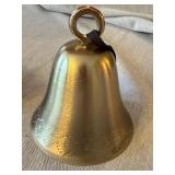 Unbranded Brass Tone Decorative Hand Bell Etched Border 5 in Good