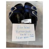 Birkenstock Arizona Blue Velvet Sandals Size 38 Womenâs Very Good