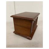 Vintage Wooden Hinged Keepsake Box Paneled Desktop Storage Chest