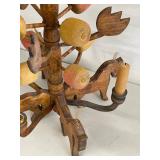 Handcrafted Folk Art Wooden Fruit Tree Candle Holder Centerpiece Horse Base