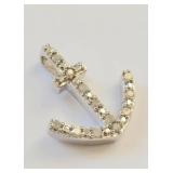 Sterling Silver Diamond Anchor Pendant