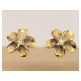 Sterling Silver Floral Studs with Clear Stone