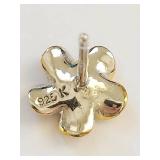 Sterling Silver Floral Studs with Clear Stone
