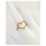 Sterling Silver Heart-Shaped Rind with Clear Stones