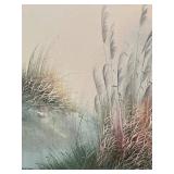 Coastal Triptych Canvas Painting Set Lighthouse Sea Oats Signed