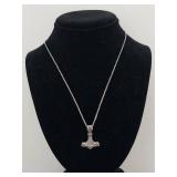 Sterling Silver Engraved Mjolnir Necklace