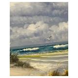 Antonio Signed Framed Seascape Oil Painting Lighthouse 24x36