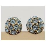 Sterling Silver Blue Stone Dome Stud Earrings