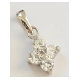 Sterling Silver Clear Stone Cluster Pendant