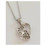 Sterling Silver Double Heart Pedant Necklace