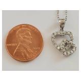 Sterling Silver Double Heart Pedant Necklace