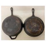 Unmarked Cast Iron Skillets #8 #9 with Trivet Helper Handle Set
