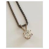 Italian sterling silver chain w/ clear stone pendant