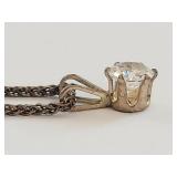 Italian sterling silver chain w/ clear stone pendant
