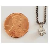 Italian sterling silver chain w/ clear stone pendant
