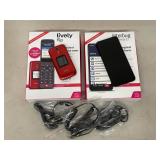 Lively Jitterbug Flip2 & Smart3 Cell Phone Bundle w/ Boxes Chargers