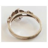 Sterling Silver Floral Ring with Clear Stones
