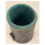 Vintage Embossed Leather Poker Dice Cup Set w/ 5 Dice Felt Lined