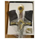 Masonic Ceremonial Sword Decorative In Box Freemason Approx 45"
