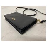 Coach Black Leather Wallet on Chain Crossbody Clutch Good Condition