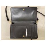 Coach Black Leather Wallet on Chain Crossbody Clutch Good Condition