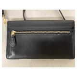 Coach Black Leather Wallet on Chain Crossbody Clutch Good Condition