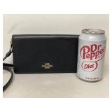 Coach Black Leather Wallet on Chain Crossbody Clutch Good Condition