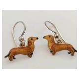 Sterling Silver Dachshund Dangle Earrings