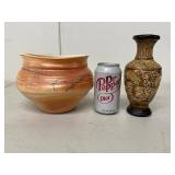 Decorative Ceramic Vase Pair Art Pottery & Asian Relief Decor