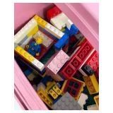 Vintage LEGO System 1688 Basic Pink Storage Tub w Assorted Bricks Pieces