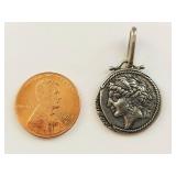 Sterling Silver Greek Coin Style Pendant