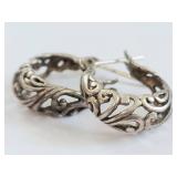 Sterling Silver Filigree Style Mini Hoop Earrings